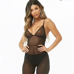 Black Sheer- Mesh Rhinestone  Jumpsuit